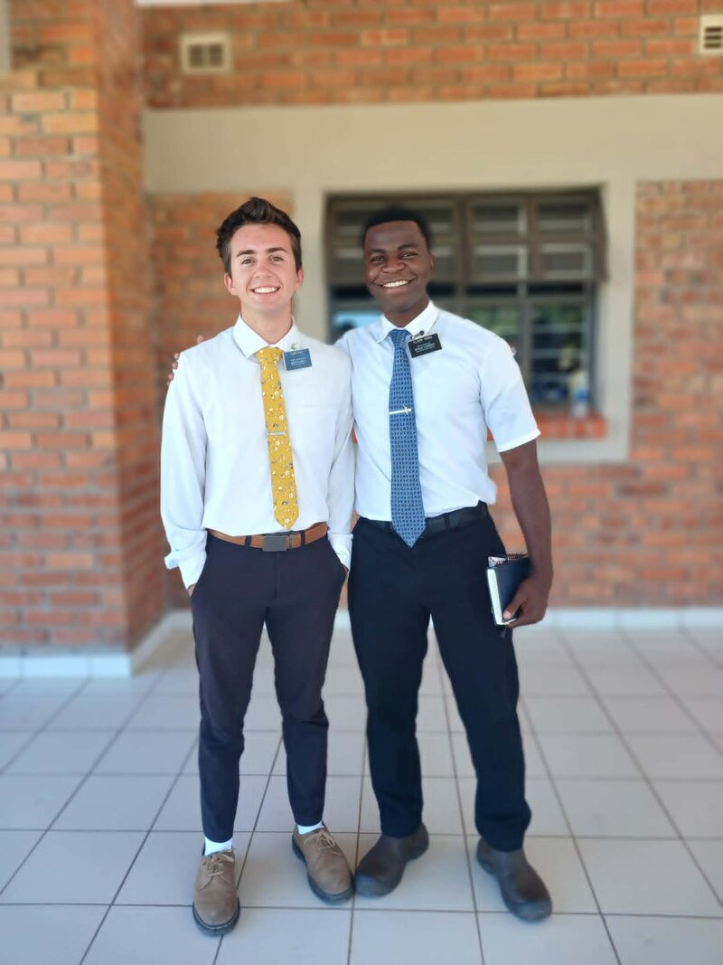Victor and a missionary companion during his service in the Zimbabwe Harare Mission